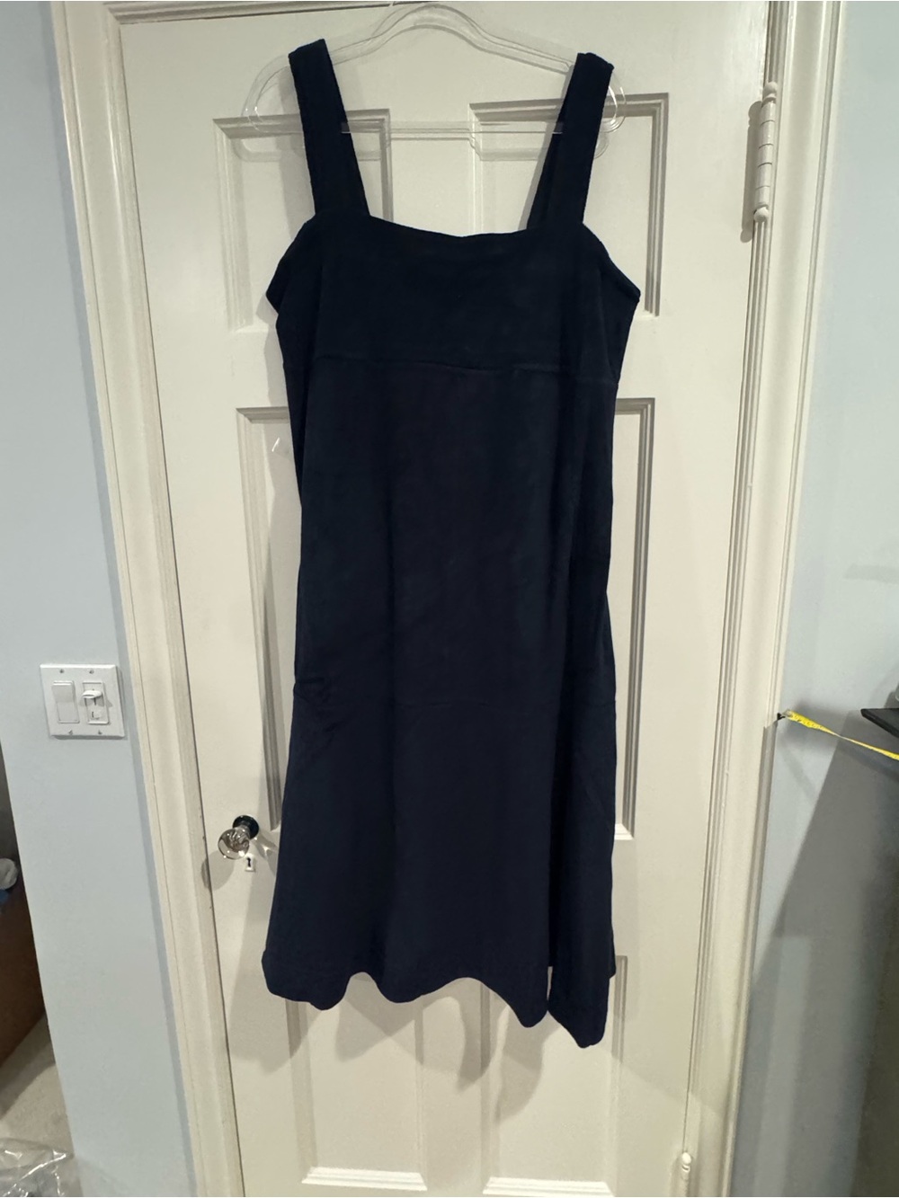 ME+EM Navy Square-Neck Midi Navy Terry Dress